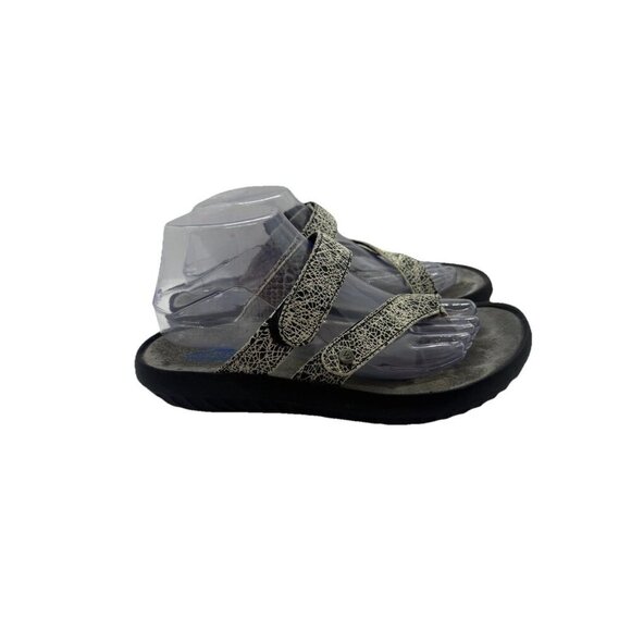 Wolky Sandals 8 US 39 EU Bali Gray Marble Print Leather Slip On Thong Flip Flop - Picture 1 of 6